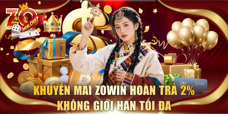 Khuyến mãi ZOWIN hoàn trả 2% không giới hạn tối đa